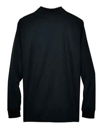 CORE365 CORE365 Men's Tall Pinnacle Performance Long Sleeve Piqué Polo in Black, back view