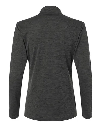 AllPro AllPro Women's Pro-Lock Performance Mélange Quarter-Zip Pullover in Black Melange, back view