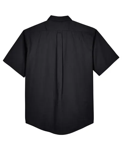 CORE365 CORE365 Men's Optimum Short Sleeve Twill Dress Shirt in Black, back view