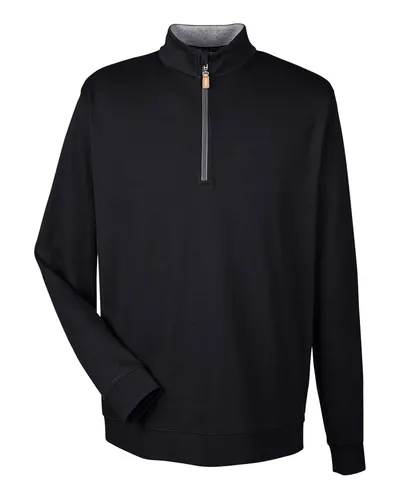 Devon & Jones Devon & Jones Men's DRYTEC20™ Performance Quarter-Zip Pullover in Black/ Grey Heather/ Graphite, front view