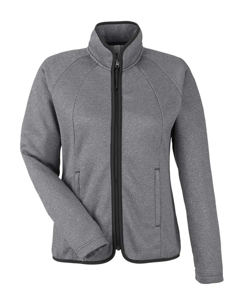 CORE365 CORE365 Women's Venture Heathered Stripe Full-Zip Jacket — Black/ White