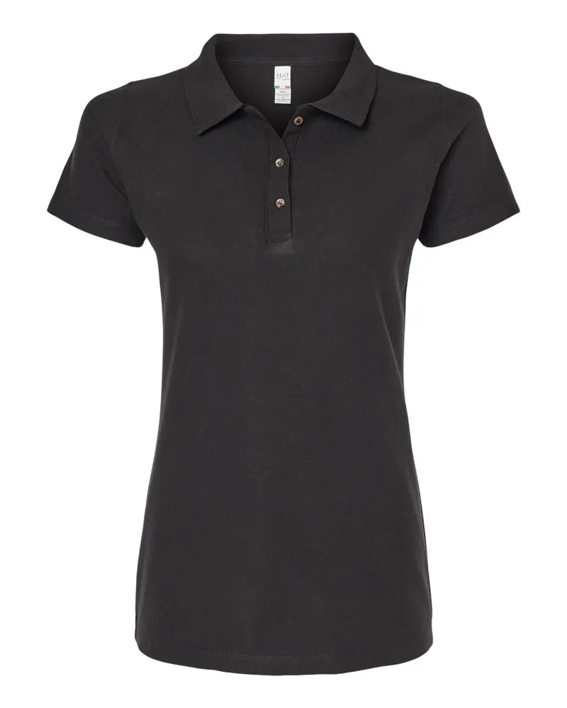 M&O M&O Women's Ringspun Pique Polo — Black