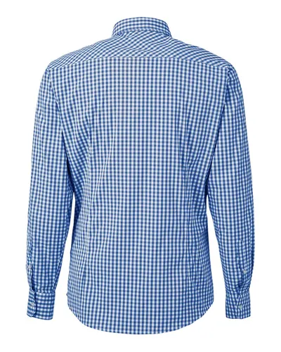 Devon & Jones Devon & Jones Men's CrownLux Performance® Gingham Dress Shirt in French Blue/ White, back view
