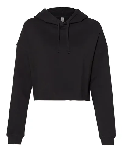 Independent Trading Co. Independent Trading Co. Women’s Lightweight Crop Hooded Sweatshirt in Black, front view