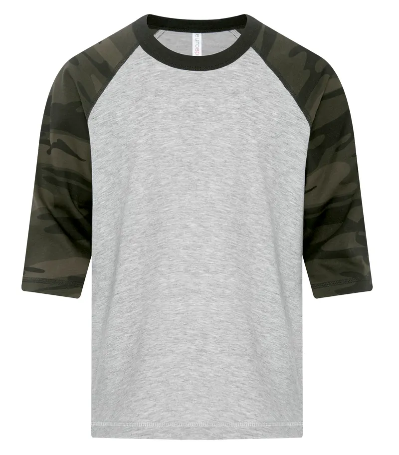 ATC™ EuroSpun® ATC™ EUROSPUN® RING SPUN BASEBALL YOUTH TEE — Athletic Grey*/Black Camo
