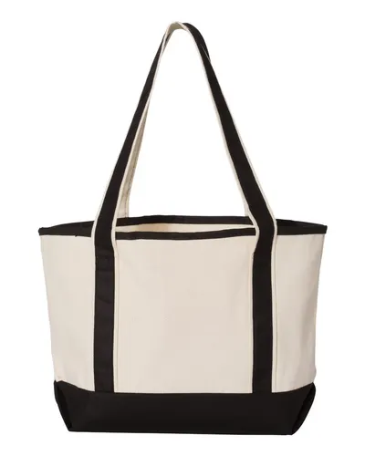 Q-Tees Q-Tees 20L Small Deluxe Tote in Natural/ Black, back view