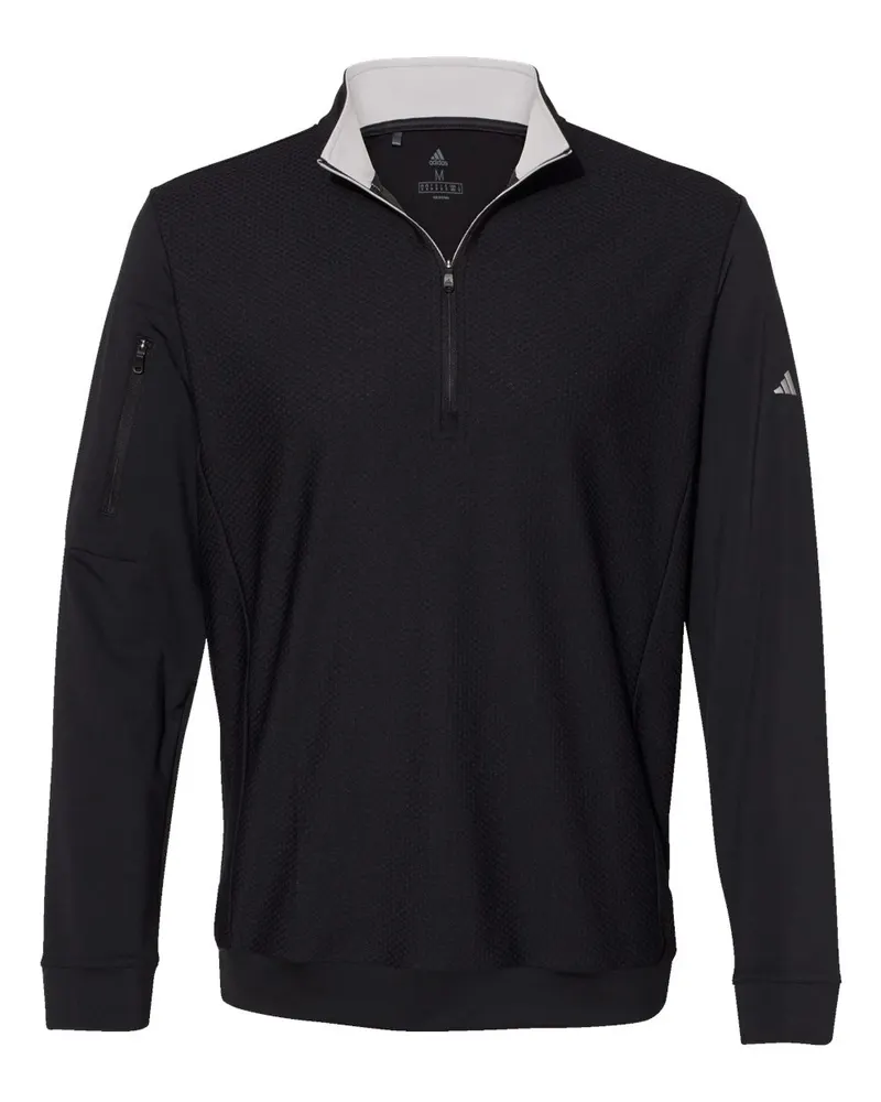 Adidas Adidas Men's Textured Quarter-Zip Pullover — Black