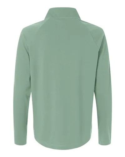 Devon & Jones Devon & Jones Women's Seaton Pebble Textured Quarter-Zip Pullover in Balsam Green, back view
