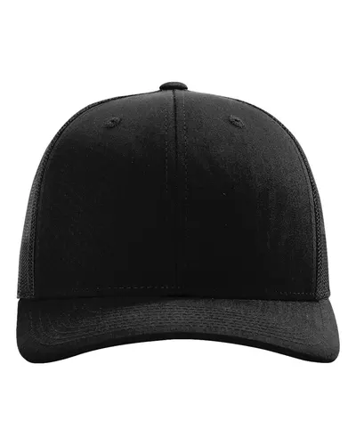 Richardson Richardson Snapback Trucker Cap in Black, front view