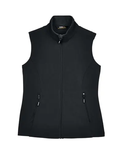 CORE365 CORE365 Women's Cruise Two-Layer Fleece Bonded Soft Shell Vest in Black, front view