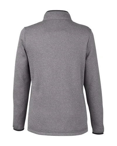 CORE365 CORE365 Women's Venture Heathered Stripe Quarter-Zip Pullover in Black/ White, back view