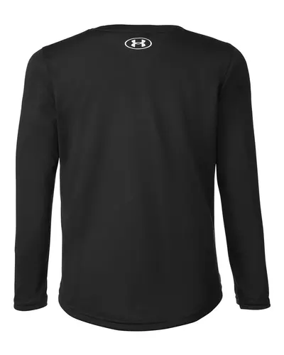 Under Armour Under Armour Youth Tech™ Team Long Sleeve T-Shirt in Black/ White, back view
