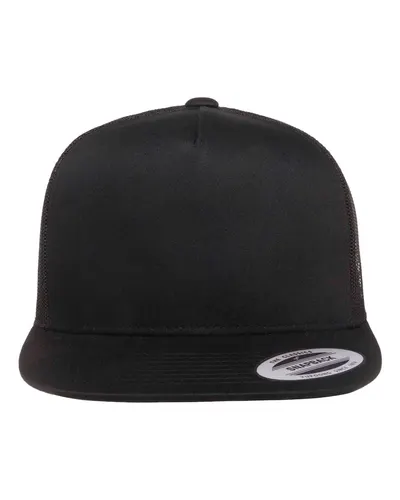 YP Classics YP Classics Classic Five-Panel Trucker Cap in Black, front view