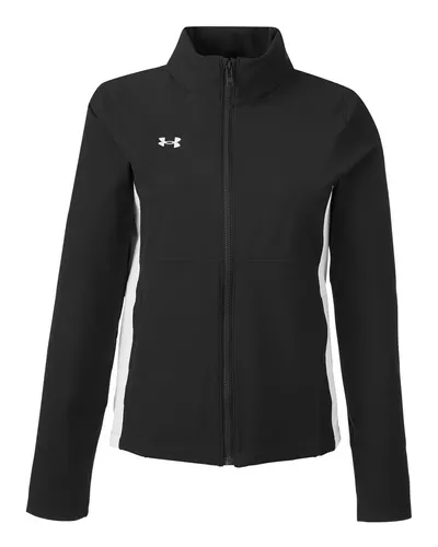 Under Armour Under Armour Women's Rival Stretch Jacket in Black/ White/ White, front view