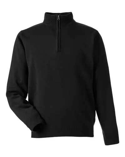 Harriton Harriton Unisex Pilbloc™ Quarter-Zip Pullover Sweater in Black, front view