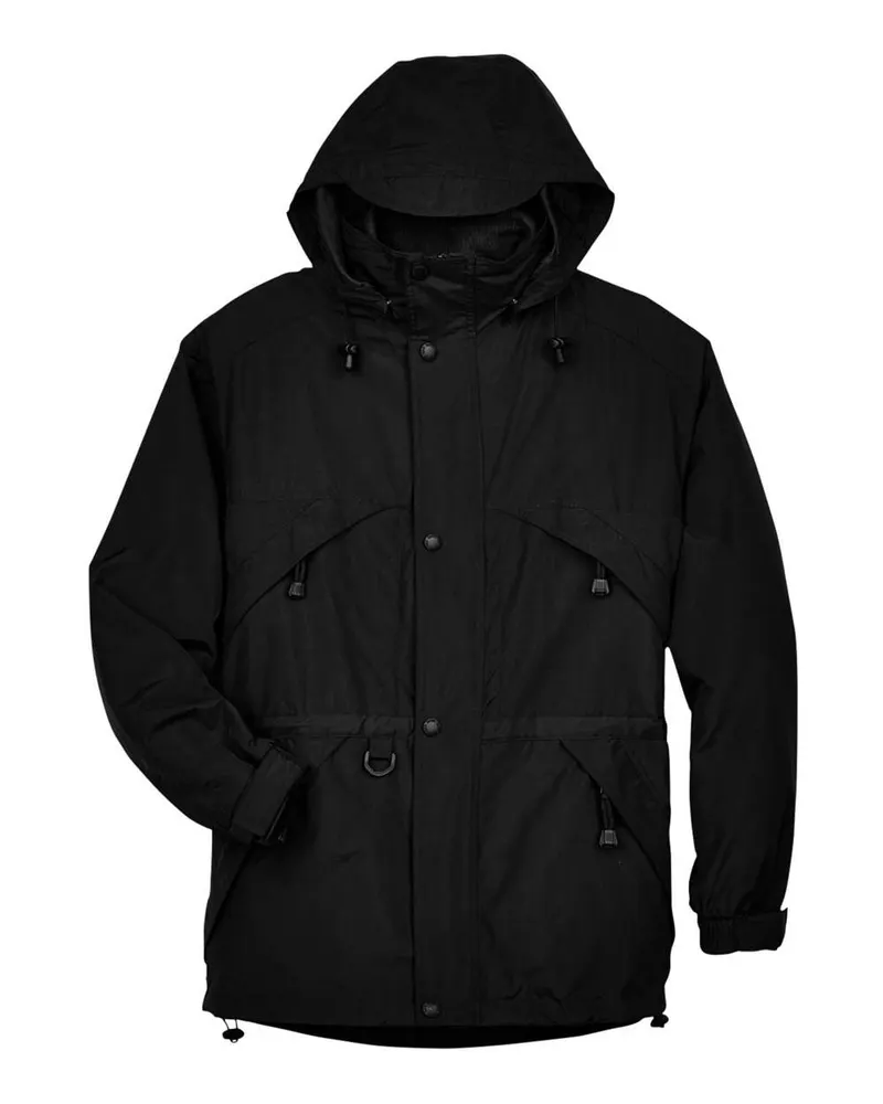 North End North End Men's 3-in-1 Parka with Dobby Trim — Black
