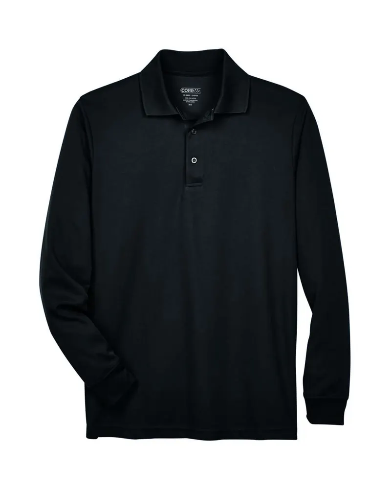 CORE365 CORE365 Men's Pinnacle Performance Long Sleeve Piqué Polo — Black