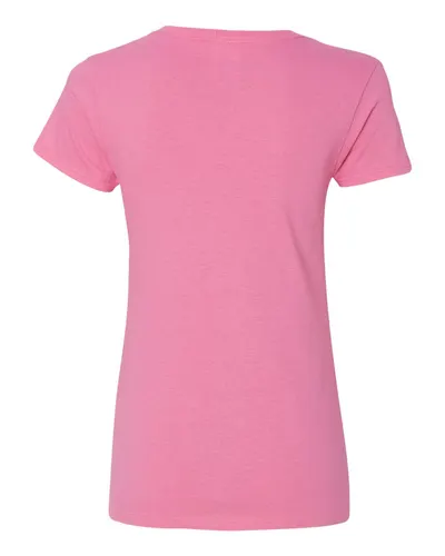 Gildan Gildan Women's Heavy Cotton™ V-Neck T-Shirt in Azalea, back view