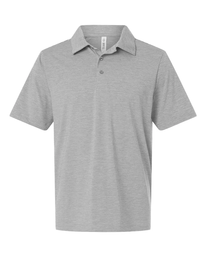 Team 365 Team 365 Men's Relay Heathered Stripe Polo — Athletic Heather/ White