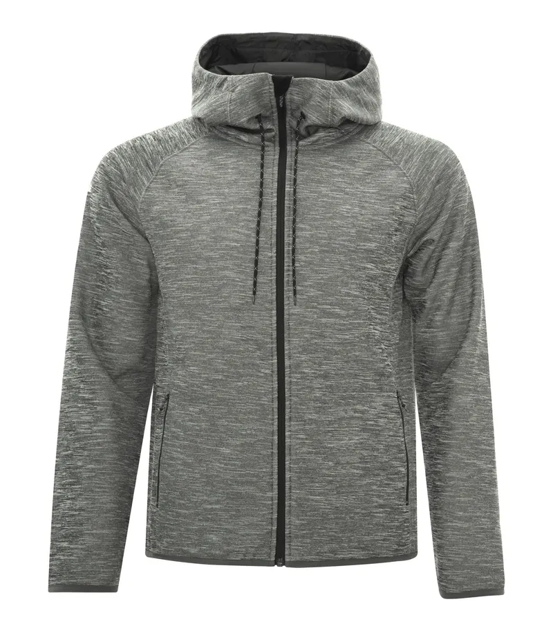 DryFrame® DRYFRAME® DRY TECH WATER RESISTANT FLEECE FULL ZIP HOODED JACKET — Asphalt Heather