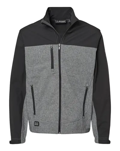 DRI DUCK DRI DUCK Men's Motion Soft Shell Jacket in Black Heather/ Black, front view