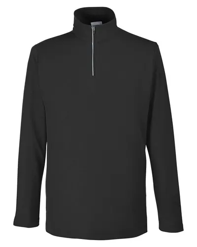 CORE365 CORE365 Men's Fusion ChromaSoft™ Pique Quarter-Zip Pullover in Black, front view