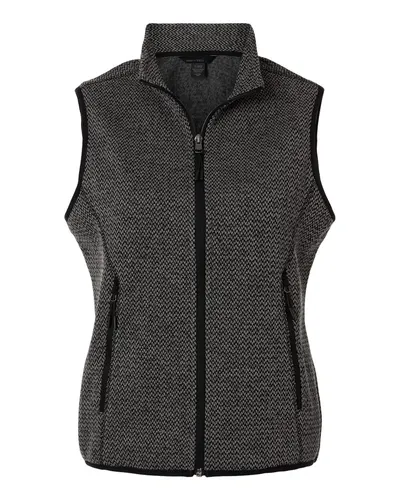 North End North End Women's Jasper Jacquard Fleece Vest in Black/ Grey, front view