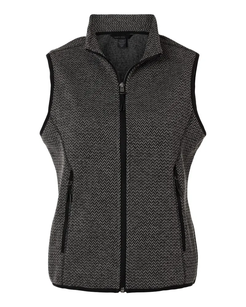 North End North End Women's Jasper Jacquard Fleece Vest — Black/ Grey