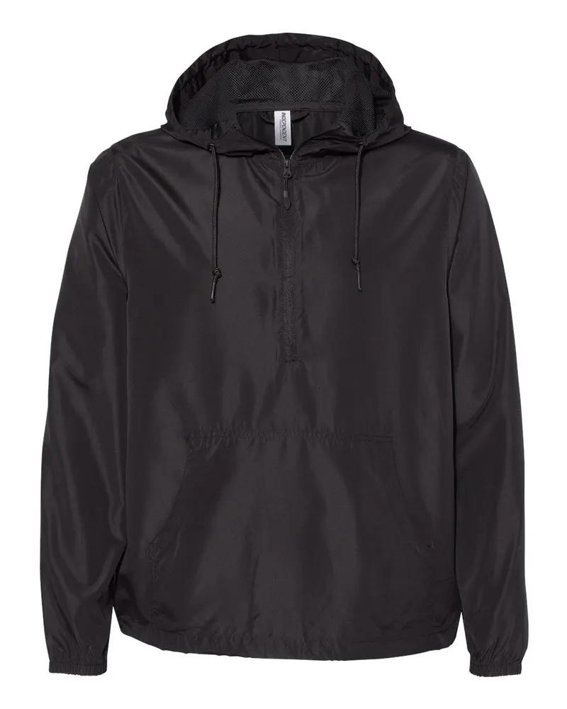 Independent Trading Co. Independent Trading Co. Unisex Lightweight Quarter-Zip Windbreaker Pullover Jacket — Black
