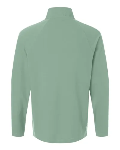Devon & Jones Devon & Jones Men's Seaton Pebble Textured Quarter-Zip Pullover in Balsam Green, back view