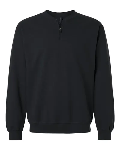 Gildan Gildan Unisex Softstyle® Midweight Quarter-Zip Sweatshirt in Black, front view