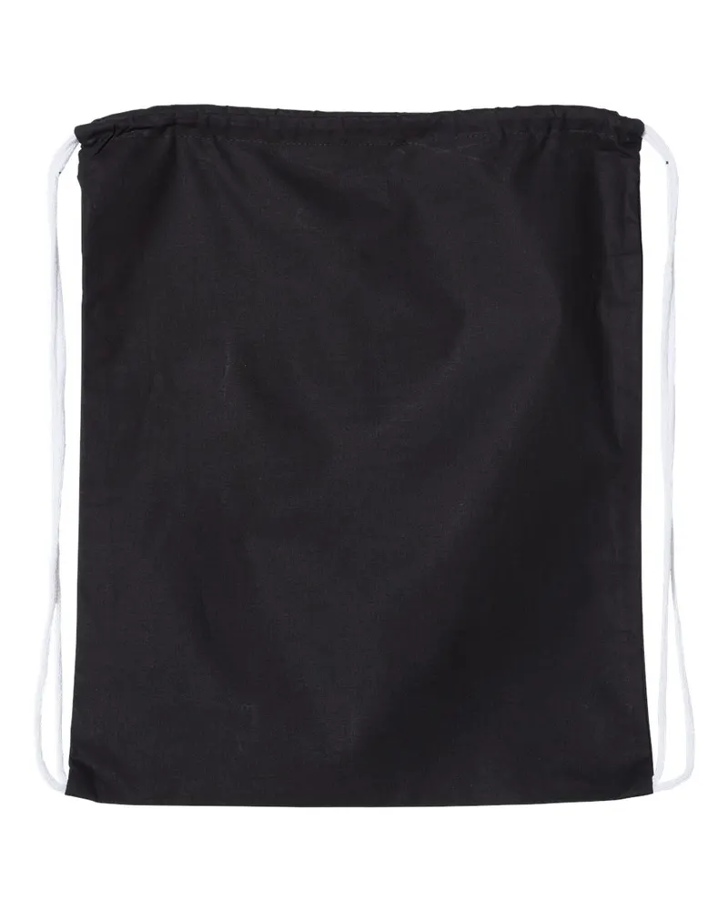 Q-Tees Q-Tees Large Economical Cotton Drawstring Bag — Black