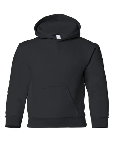 Gildan Gildan Youth Heavy Blend™ Hooded Sweatshirt in Black, front view