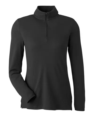 Devon & Jones Devon & Jones Women's New Classics® Performance Quarter-Zip Pullover in Black, front view