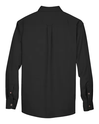Harriton Harriton Men's Easy Blend™ Twill Shirt in Black, back view