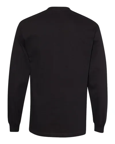 American Apparel American Apparel Unisex Heavyweight Cotton Long Sleeve Tee in Black, back view