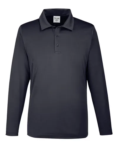 Team 365 Team 365 Men's Zone Performance Long Sleeve Polo in Black, front view