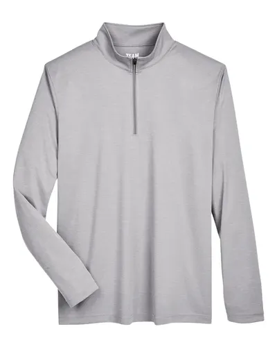 Team 365 Team 365 Men's Zone Sonic Heather Performance Quarter-Zip Pullover in Athletic Heather, front view