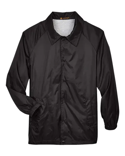 Harriton Harriton Unisex Nylon Staff Jacket in Black, front view