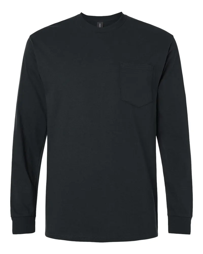 Gildan Gildan Unisex Ultra Cotton® Long Sleeve Pocket T-Shirt — Black