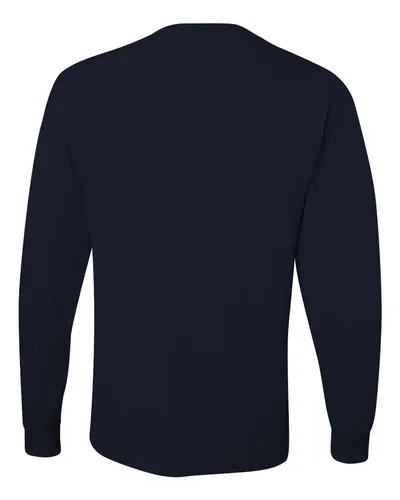 JERZEES JERZEES Unisex Dri-Power® Long Sleeve 50/50 T-Shirt in J. Navy, back view