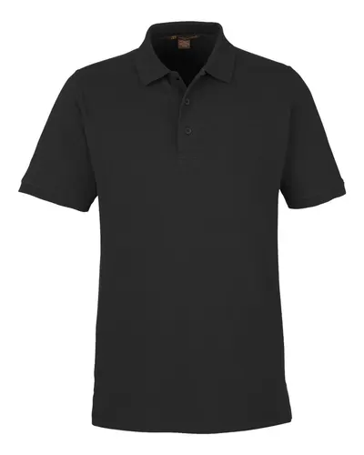 Harriton Harriton Men's Valiant Cotton Snag Protect Polo in Black, front view