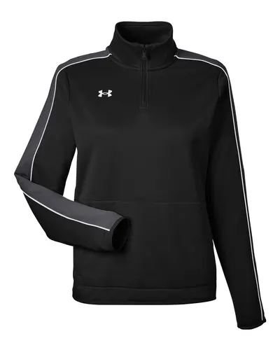 Under Armour Under Armour Women's Command 2.0 Quarter-Zip Pullover in Black/ White, front view