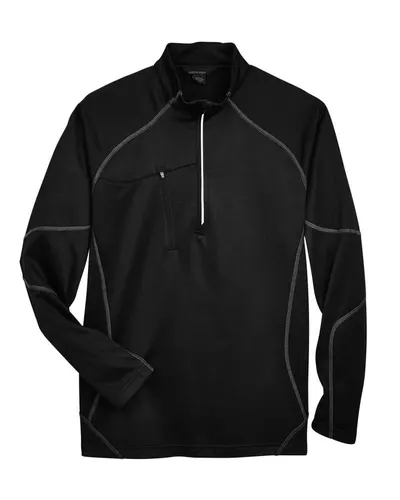 North End North End Men's Catalyst Performance Fleece Quarter-Zip Pullover in Black, front view
