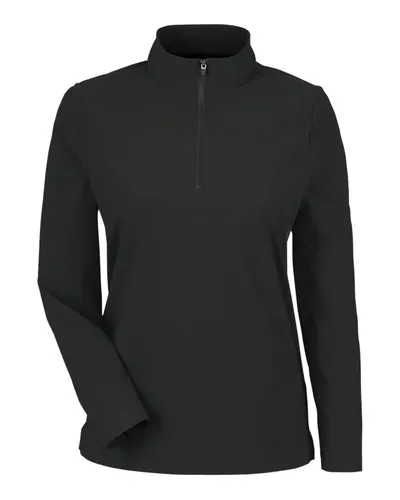 Devon & Jones Devon & Jones Women's CrownLux Performance® Windsor Welded Quarter-Zip Pullover in Black, front view