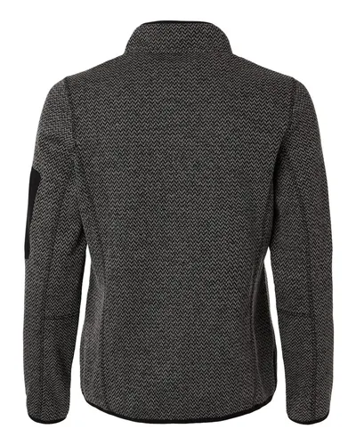 North End North End Women's Jasper Jacquard Full-Zip Fleece Jacket in Black/ Grey, back view