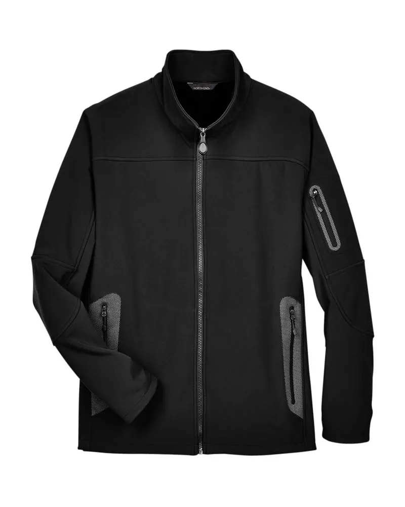 North End North End Men's Three Layer Fleece Bonded Shell Technical Jacket — Black