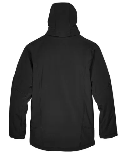North End North End Men's Glacier Insulated Three-Layer Softshell with Detachable Hood in Black, back view