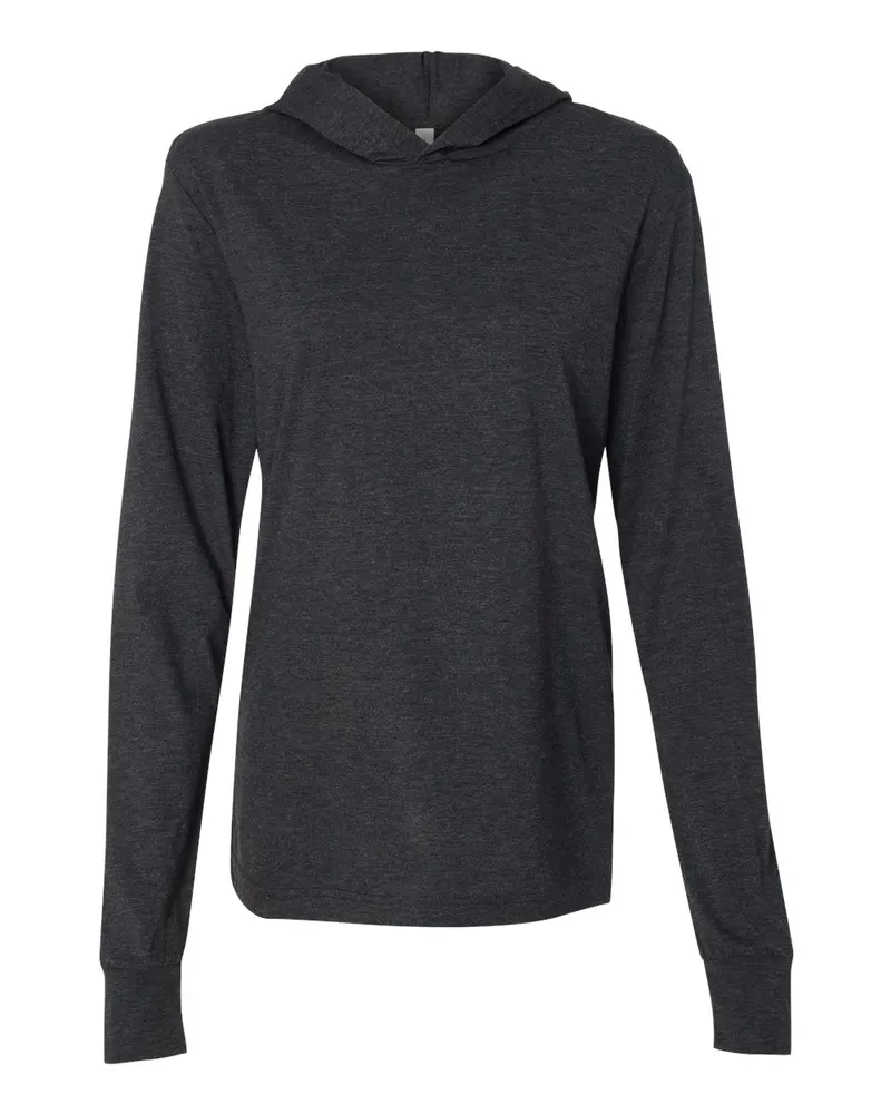 BELLA + CANVAS BELLA + CANVAS Unisex Jersey Hooded Long Sleeve Tee — Charcoal Black Triblend
