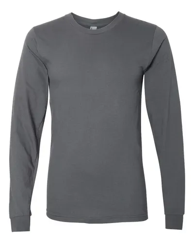 American Apparel American Apparel Unisex Fine Jersey Long Sleeve Tee in Asphalt, front view
